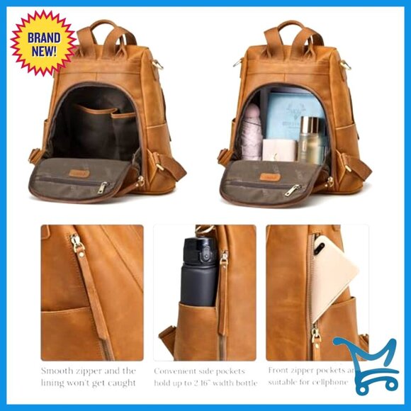 Leather Backpack Purse Antitheft Medium Rucksack Shoulder Bag main image 4